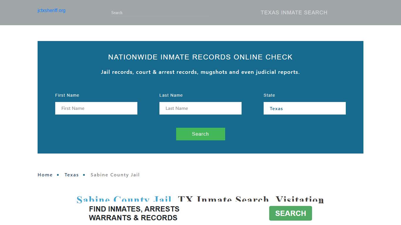 Sabine County Jail, TX Inmate Search, Visitation Hours