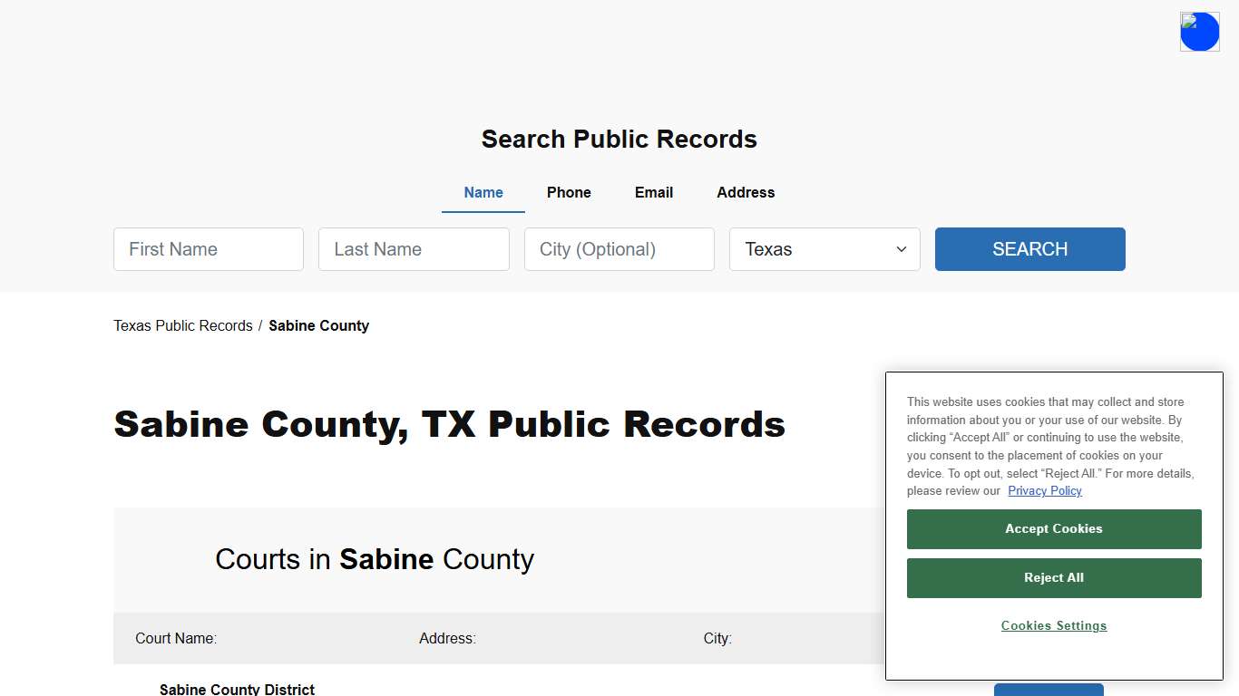 Sabine County, TX Public Court, Arrest and Inmate Records - ThePublicIndex