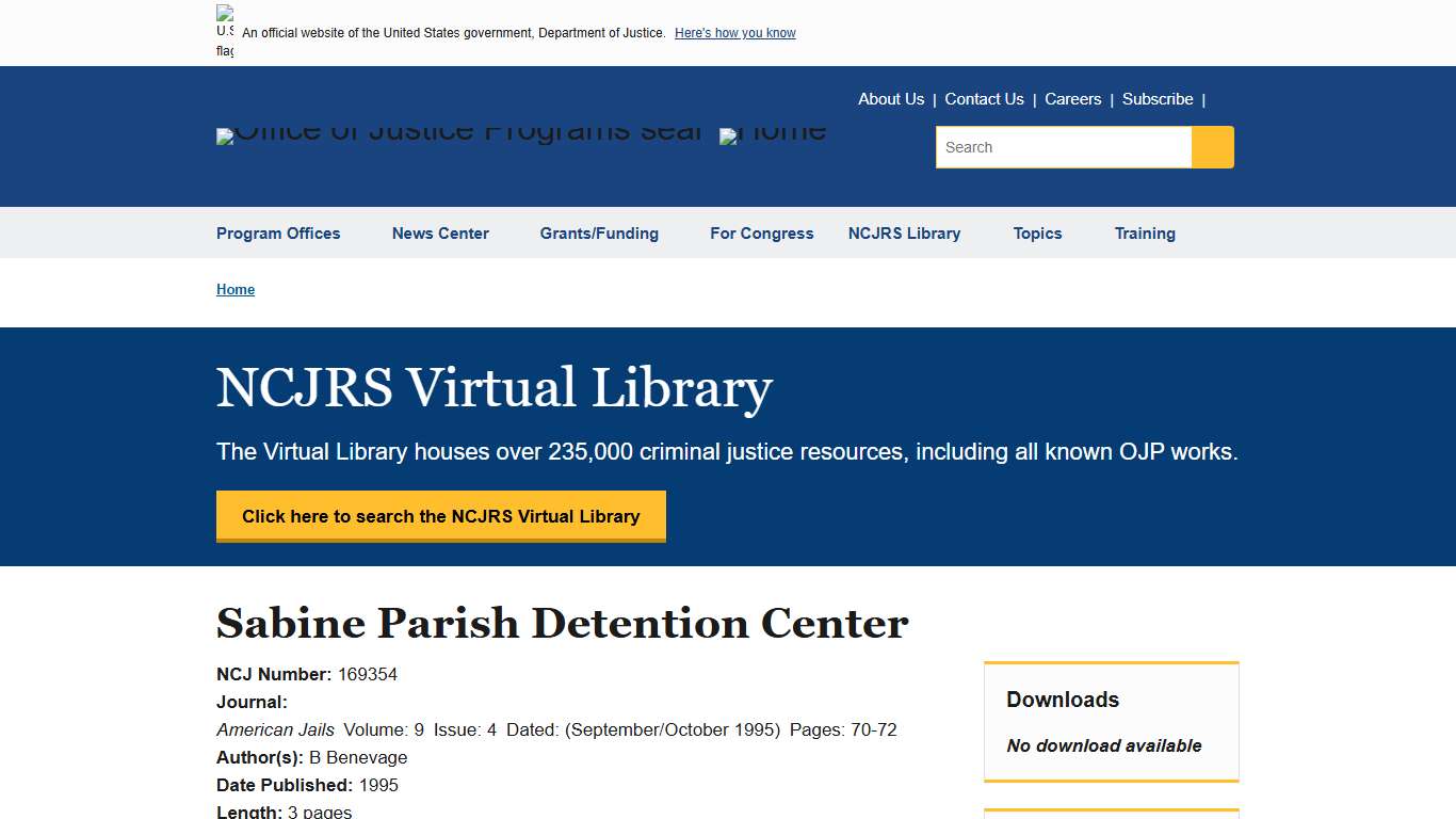 Sabine Parish Detention Center | Office of Justice Programs