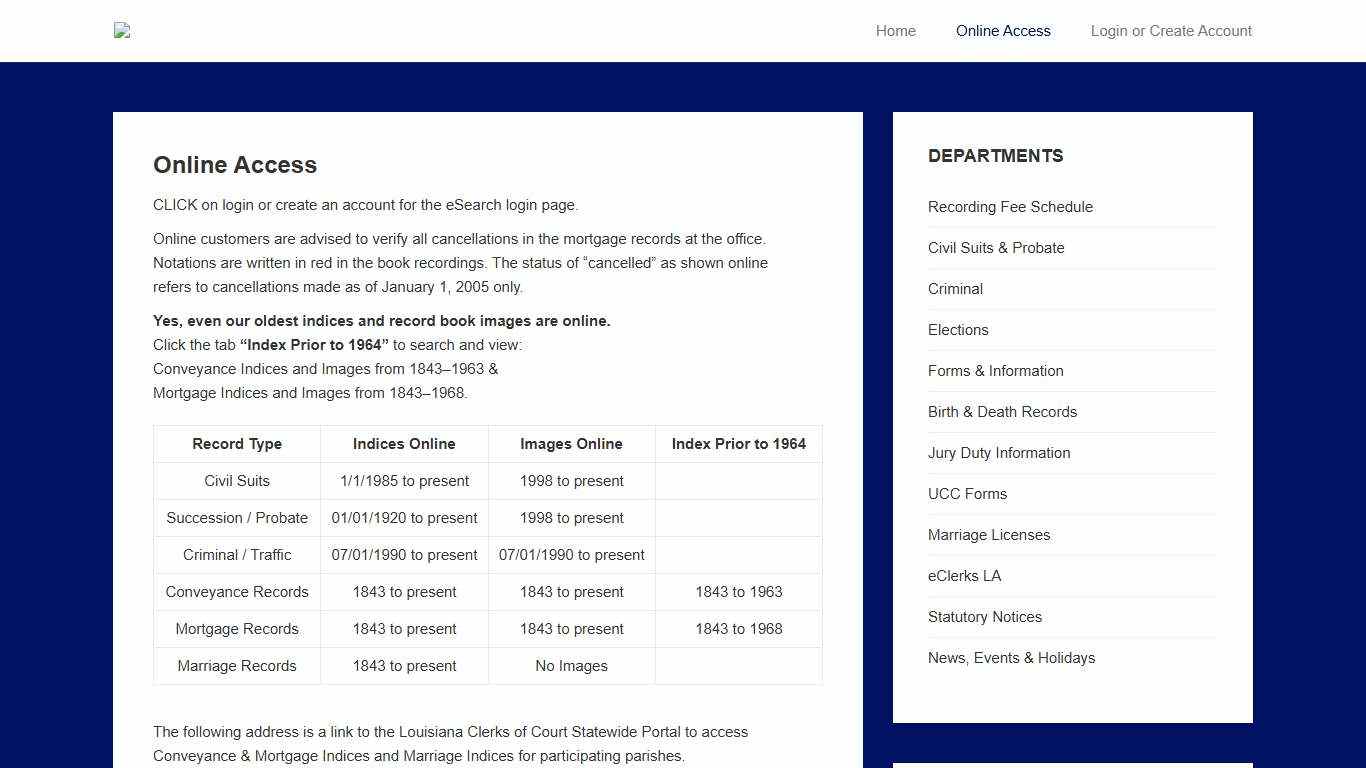 Online Access – Sabine Parish Clerk of Court
