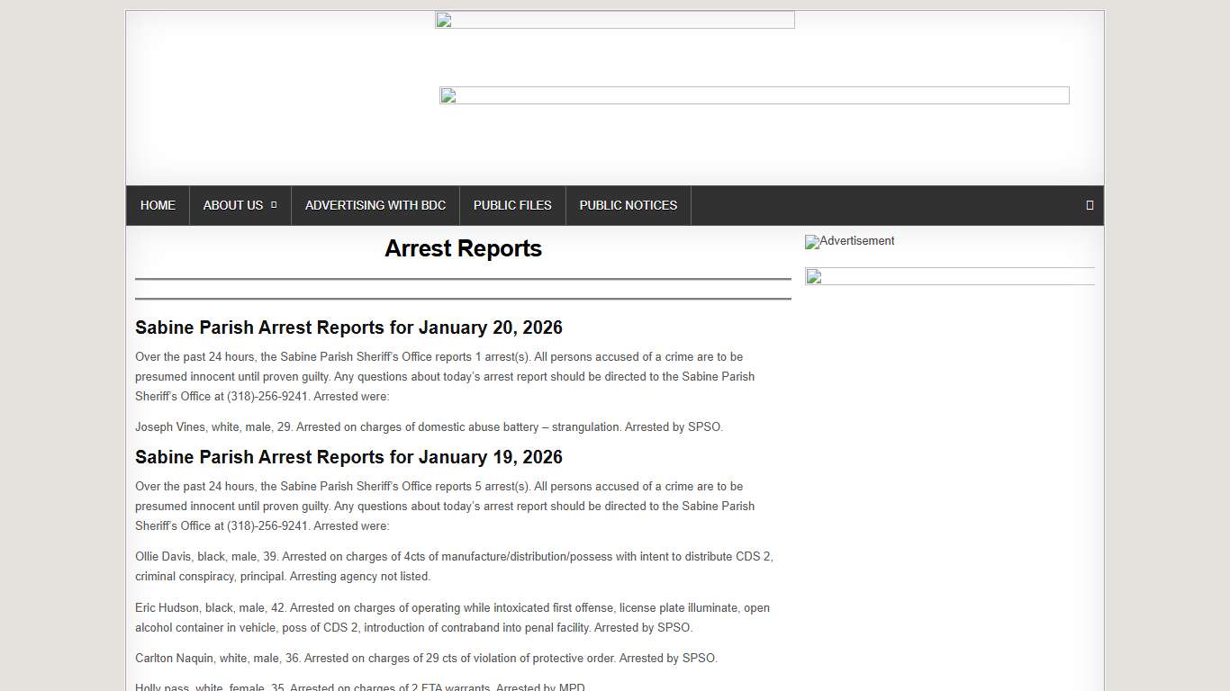 Arrest Reports – BDC Radio