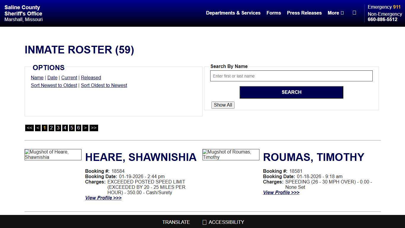 Inmate Roster - Current Inmates Booking Date Descending - Saline County Sheriff MO