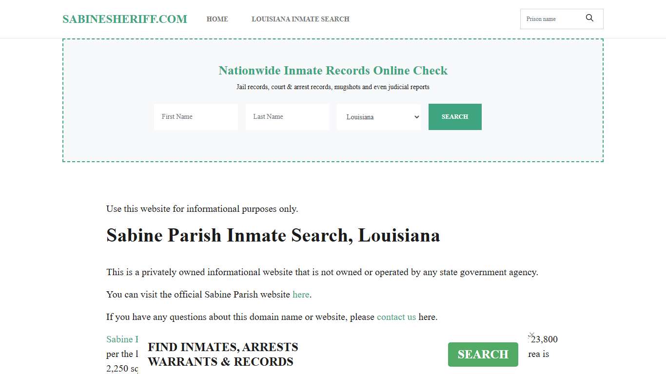 Sabine Parish LA Inmate Search, Detention Center, Sheriff's Office